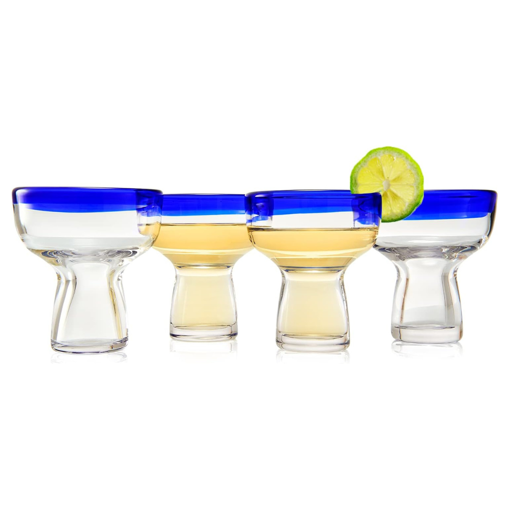 NOVICA Hand Blue Recycled, 10 Oz "Cancun Night Blown Wine - View #3