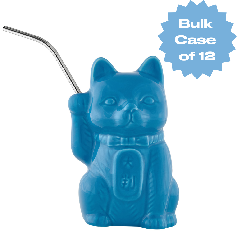 Bulk Blue Koi Neko Cat Tiki Mug (Case of 12) | Cocktail Emporium
