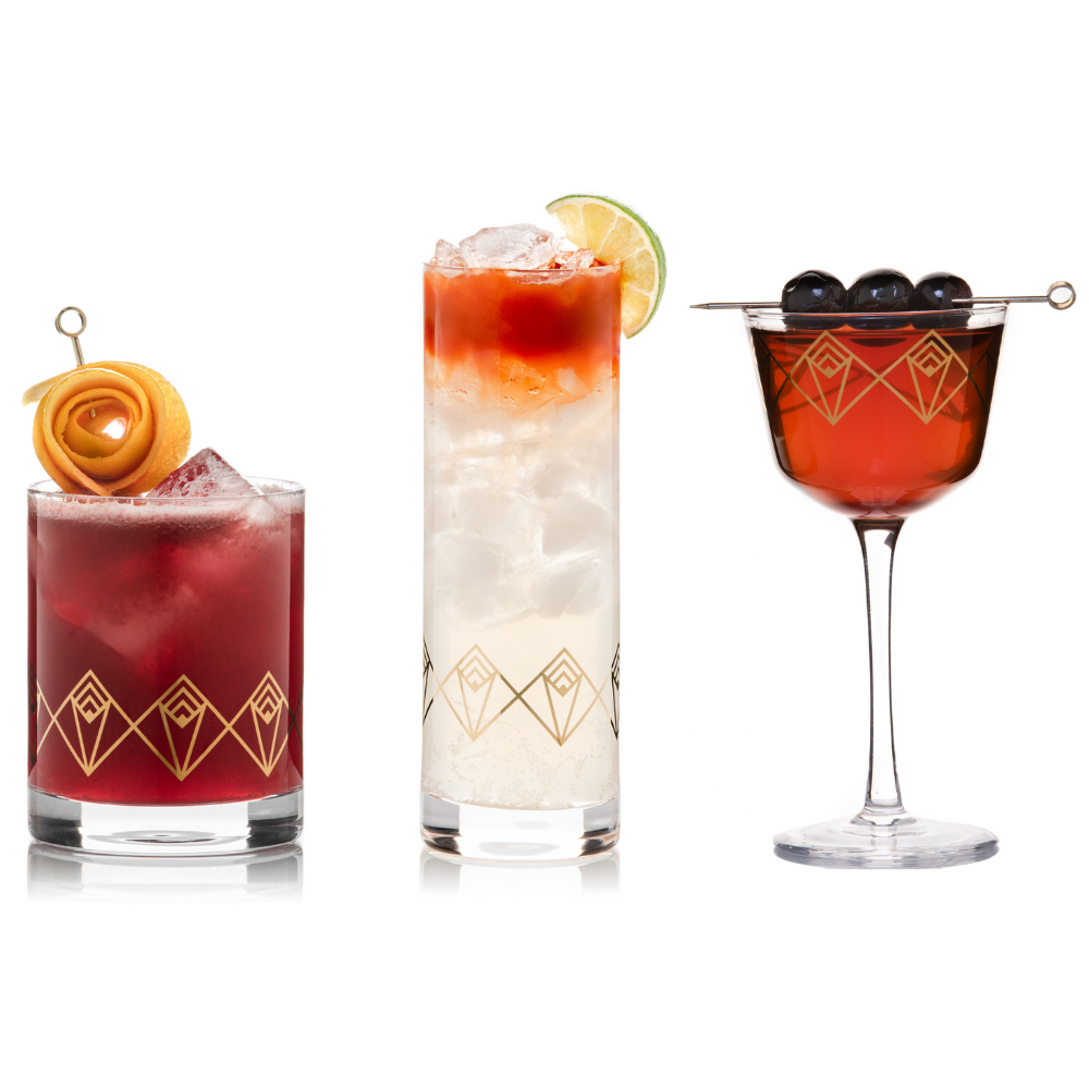 Gold Dream Deco Glassware Collection (set of 12) Cocktail Emporium