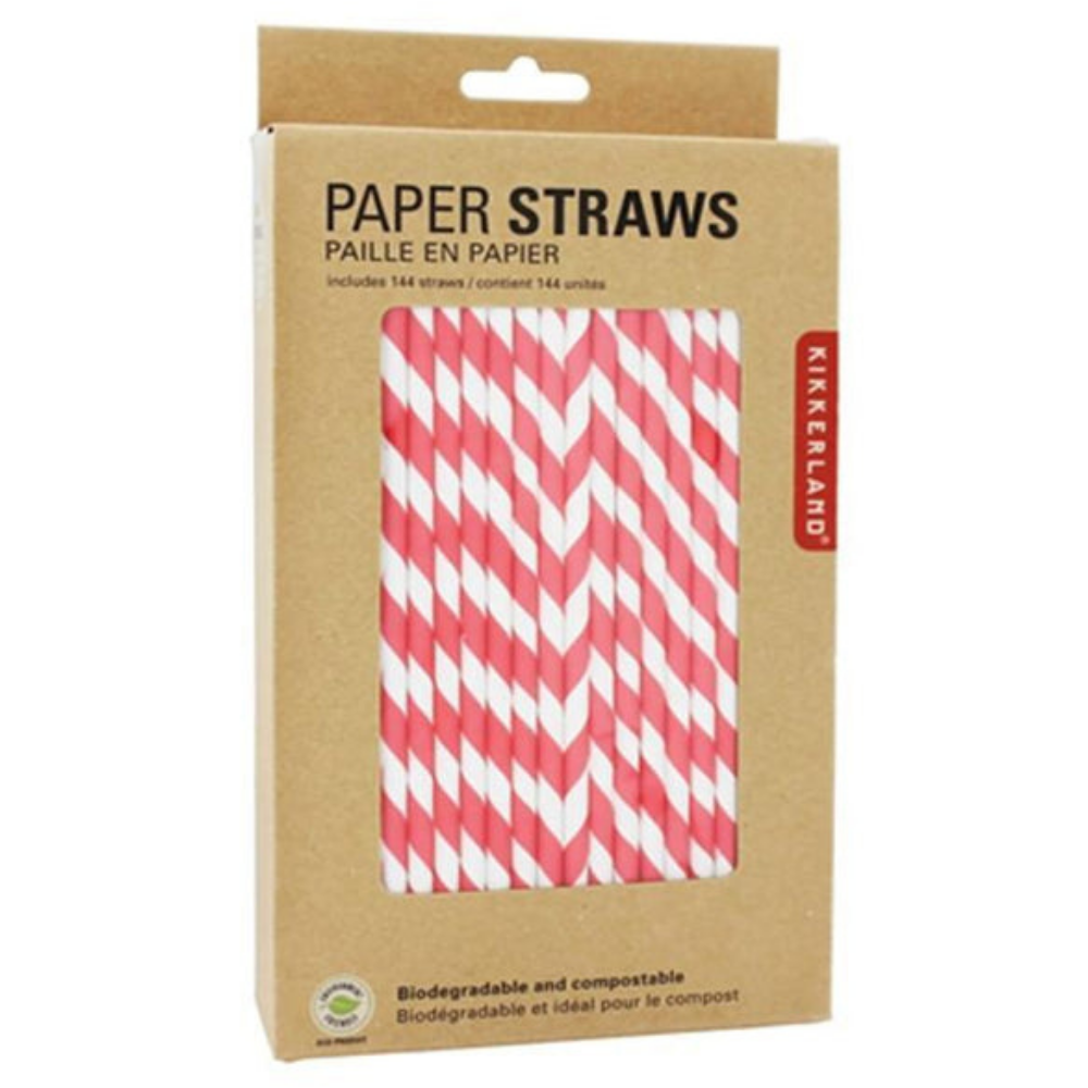 Kikkerland Red Stripe Paper Straws