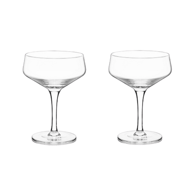 Viski Raye Crystal Coupe Glasses set of 2 Cocktail Emporium