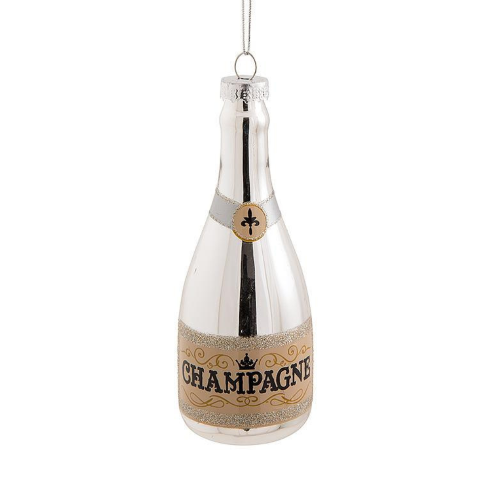 Silver Champagne Bottle Ornament