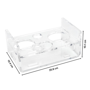 Bar Tool Set in Acrylic Stand - stand side view with dimensions