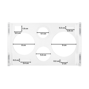 Bar Tool Set in Acrylic Stand - stand overhead view with dimensions