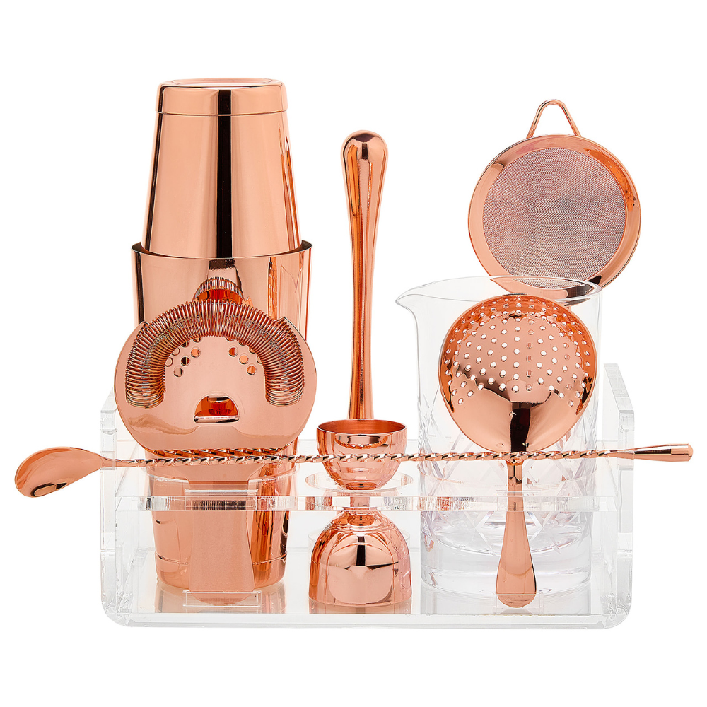 Bar Tool Set in Acrylic Stand (Copper)