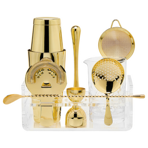Bar Tool Set in Acrylic Stand (Gold)