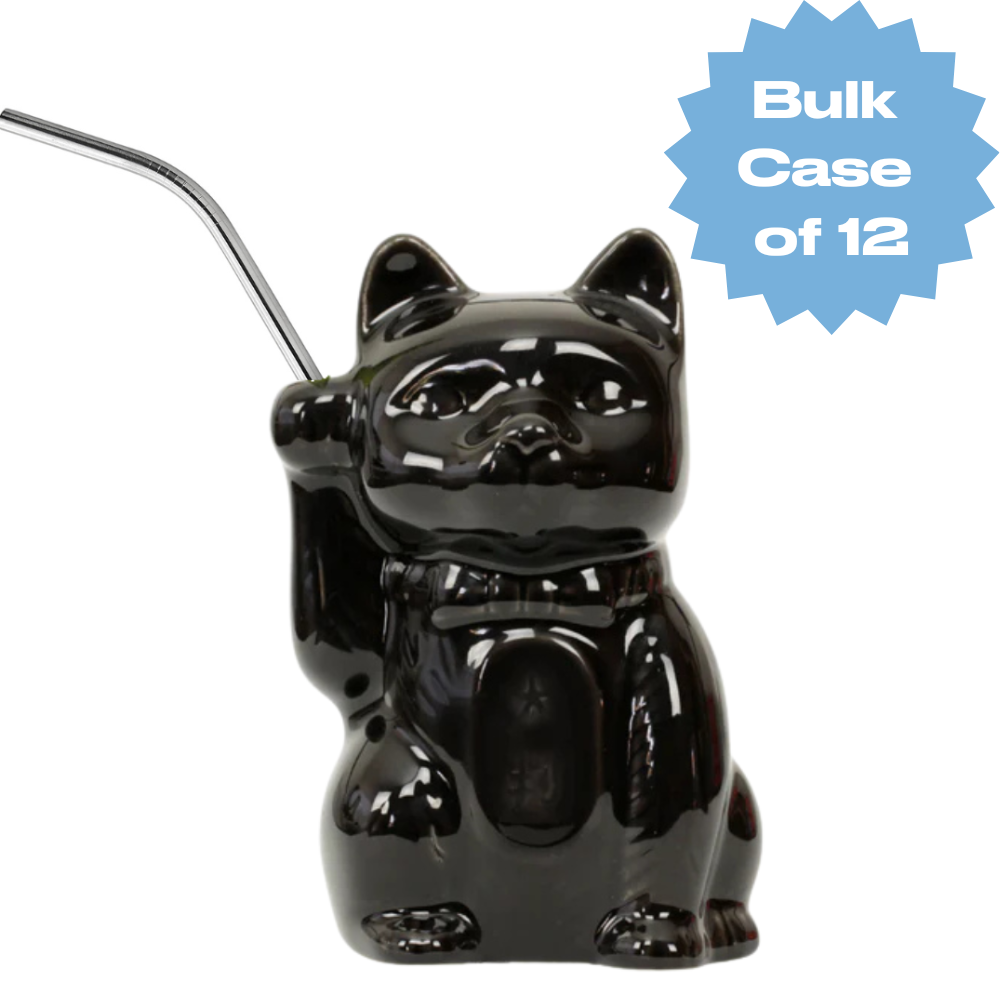 Bulk Black Neko Cat Tiki Mug (Case of 12)