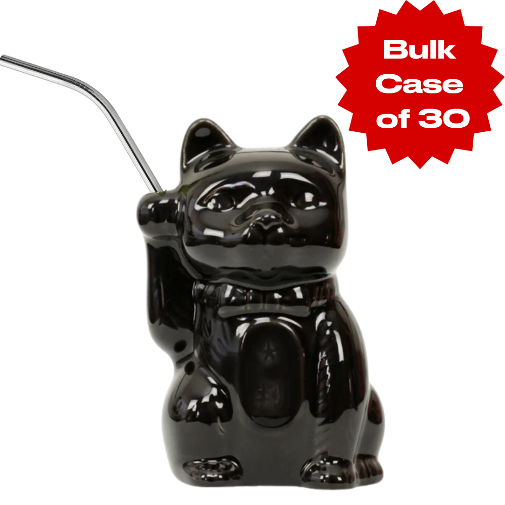 Bulk Black Neko Cat Tiki Mug (Case of 30)