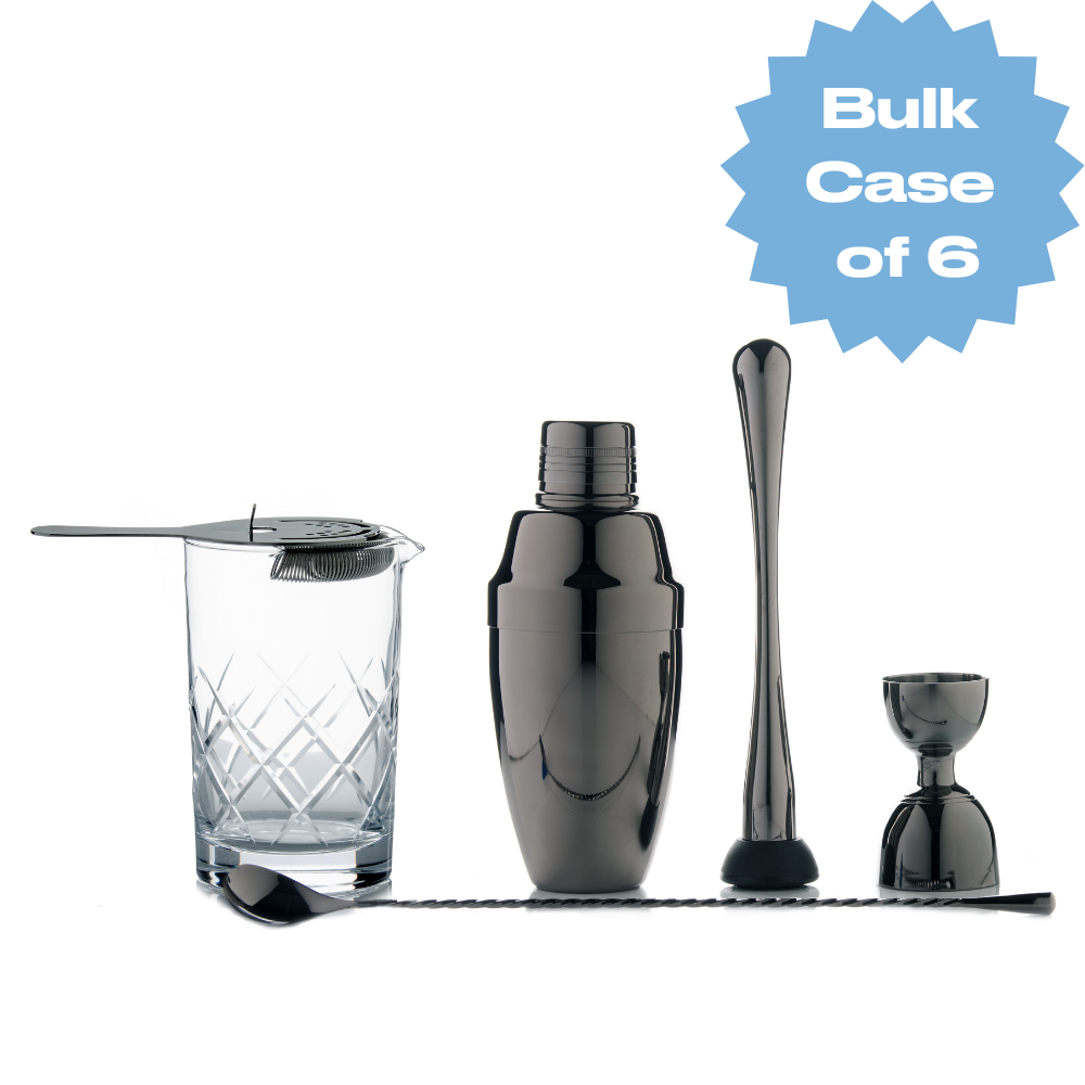 Bulk Deluxe Bar Tools Set with Cobbler Shaker - Gunmetal (Case of 6 ...