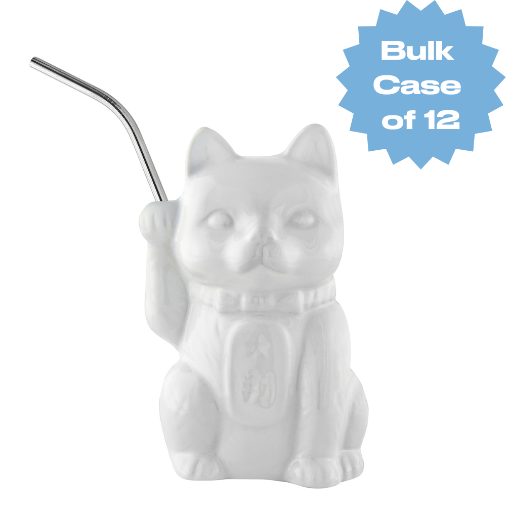 Bulk White Neko Cat Tiki Mug (Case of 12)