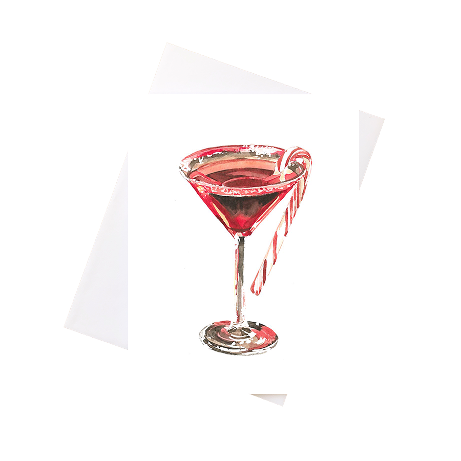 Candy Cane Martini Greeting Card
