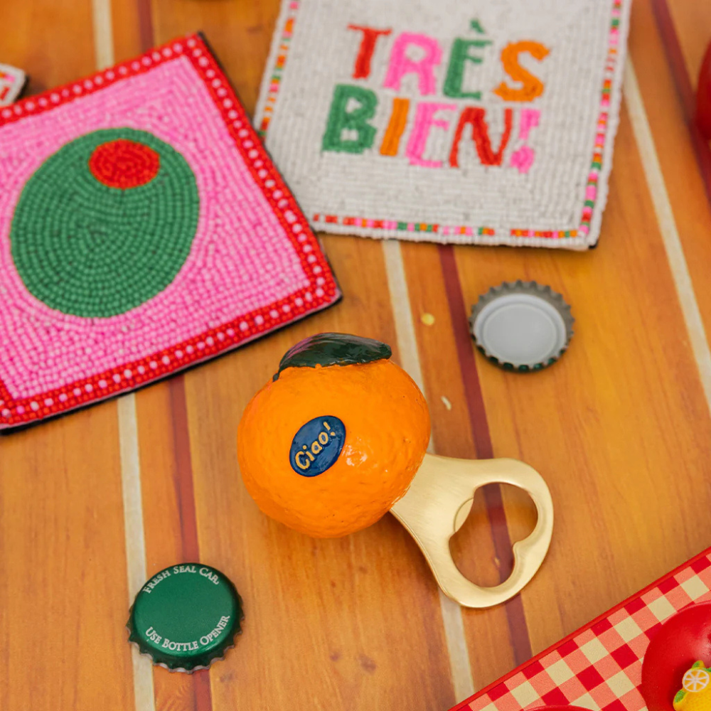 Clementine Bottle Opener and Cocktail Beaded Coasters