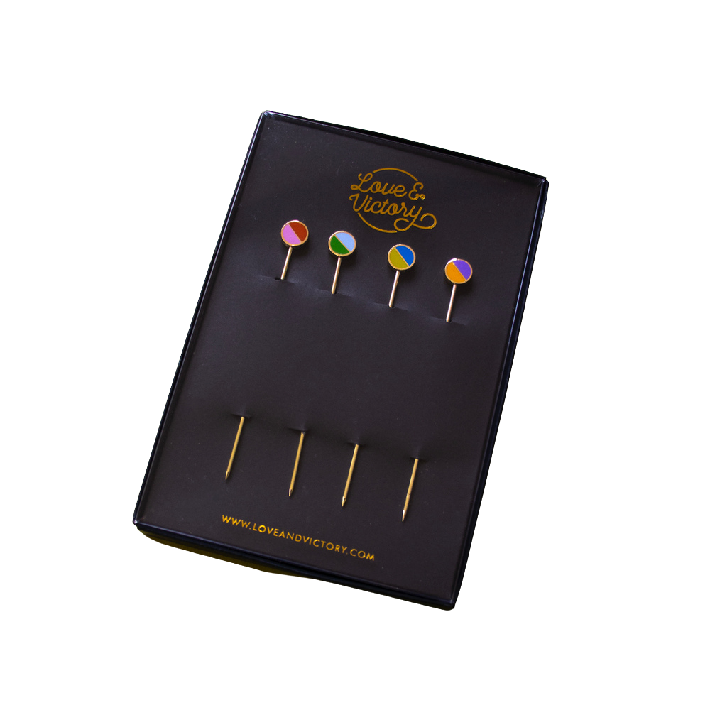 Diagonal Cocktail Pins (set of 4) in packaging