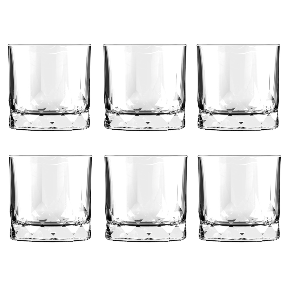 Faceted Double Rocks Glass set of 6