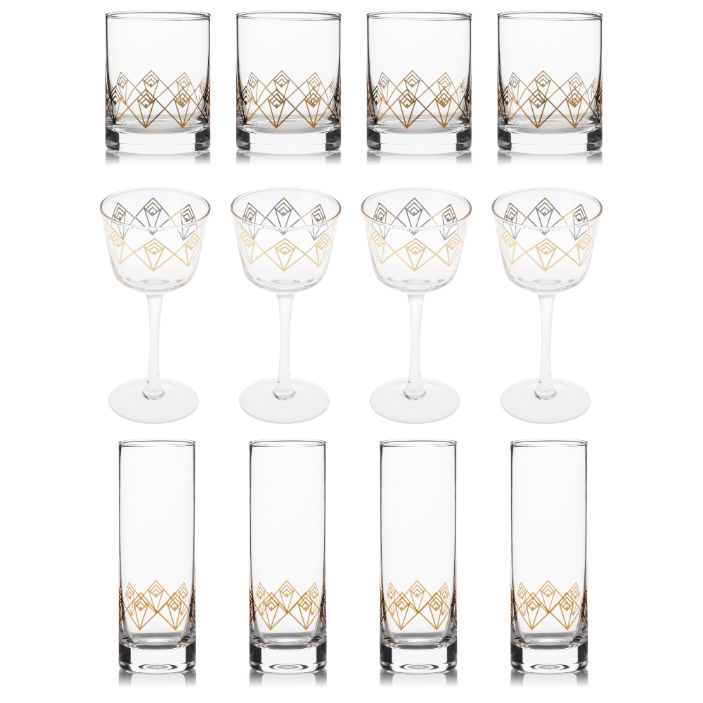 Gold Dream Deco Glassware Collection (set of 12)