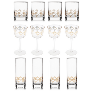 Gold Dream Deco Glassware Collection (set of 12)