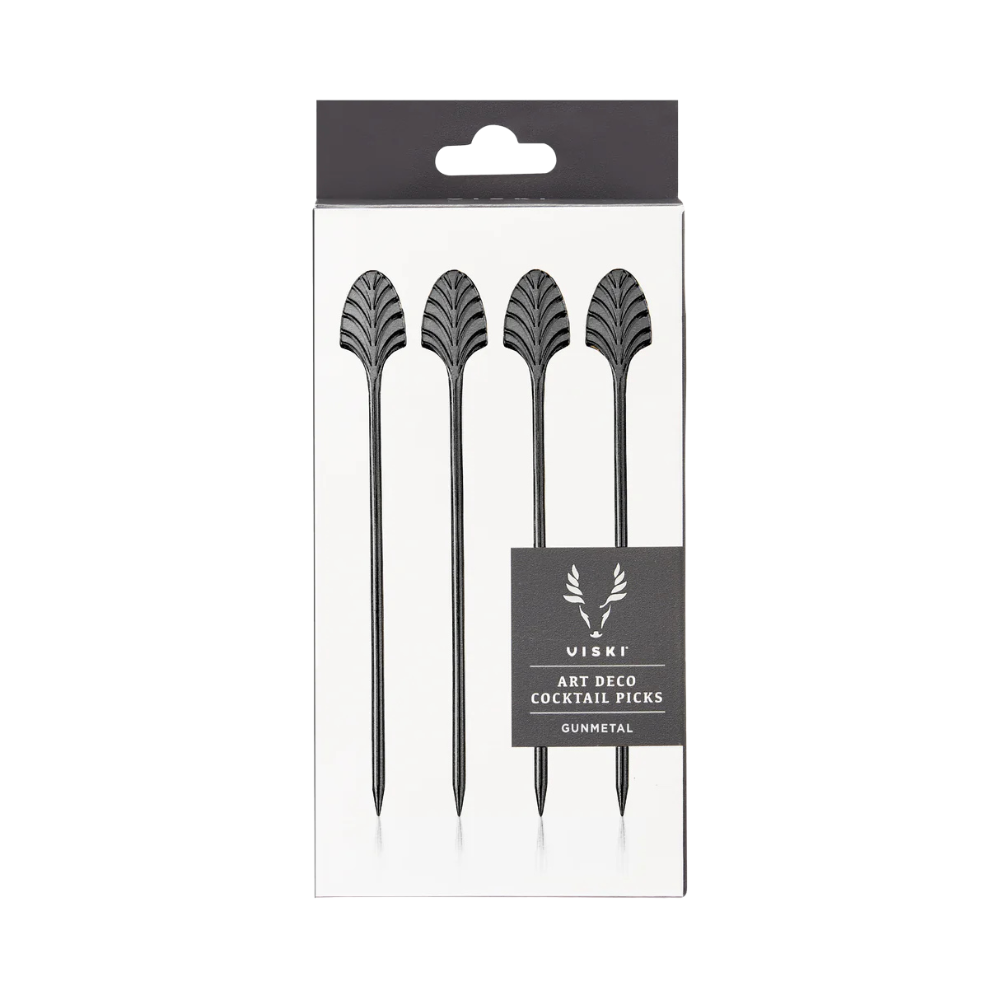 Gunmetal Art Deco Cocktail Pins (set of 4)