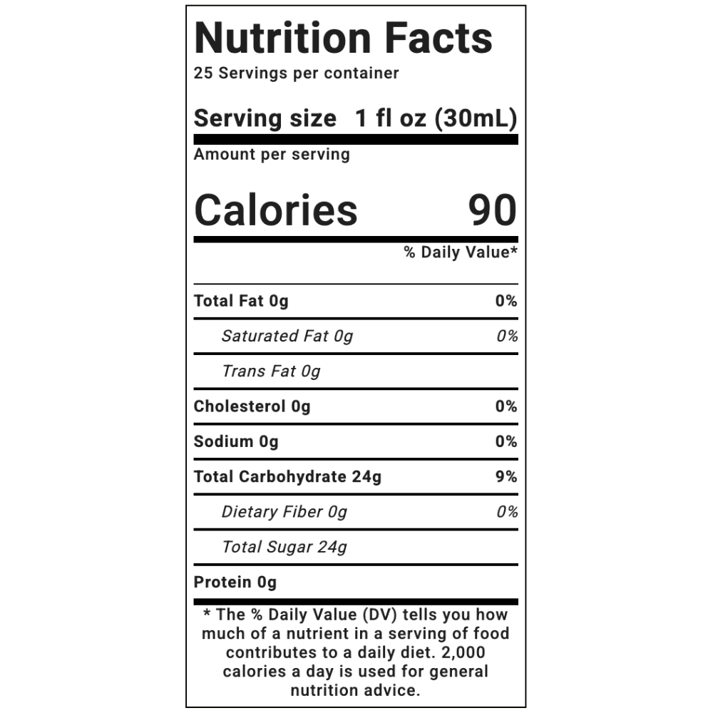 Monin Blue Curaçao Syrup Nutritional Facts
