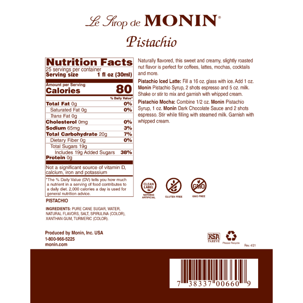 Monin Pistachio Syrup