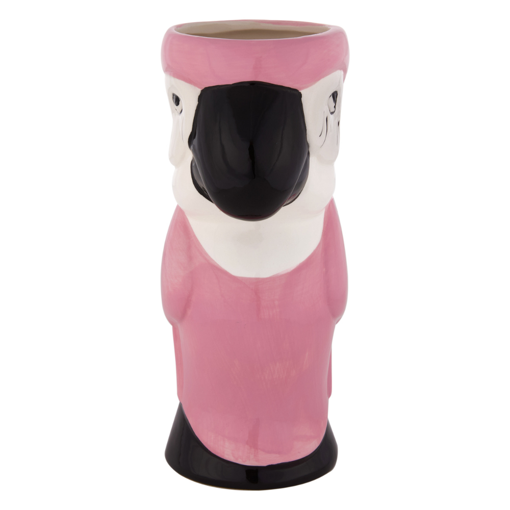 Pink Parrot Tiki Mug head on