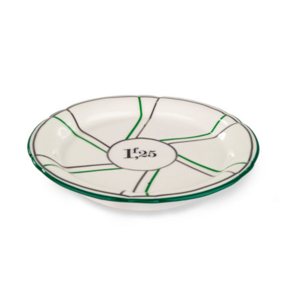 Porcelain Absinthe Coaster - Green & Silver
