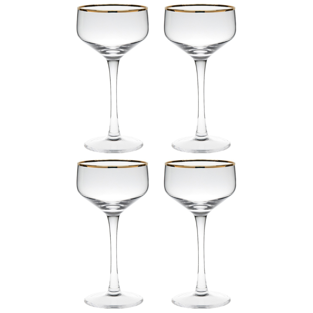 Potion House Gold Rim Coupe set of 4