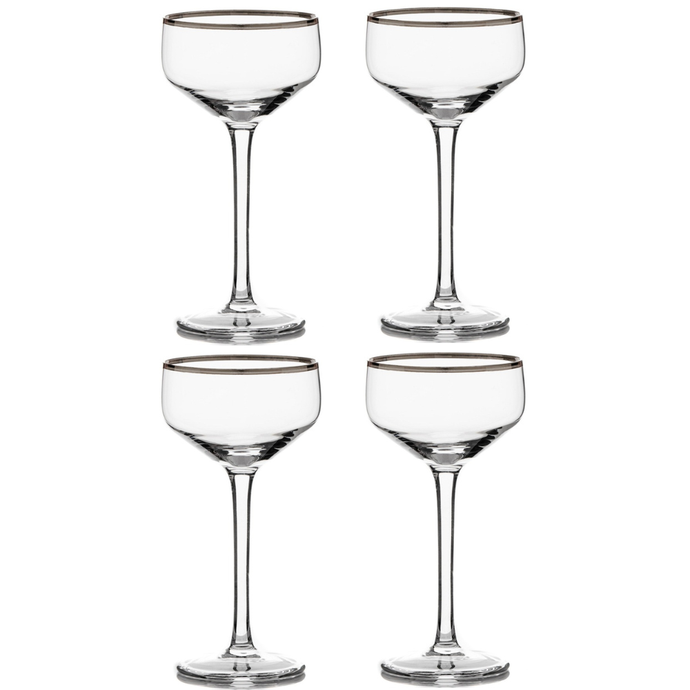 Potion House Silver Rim Coupe set of 4