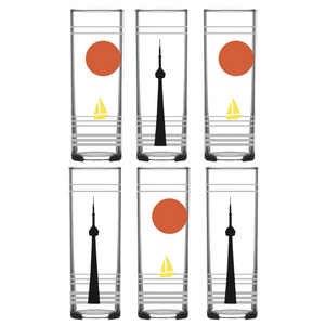 Retro Toronto Collins - Red Sun Glass set of 6