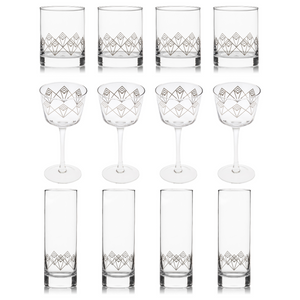 Silver Dream Deco Glassware Collection (set of 12)