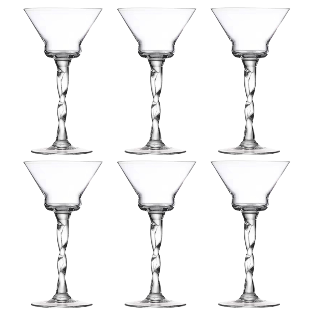 Twisted Stem Martini Glass Set of 6