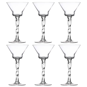 Twisted Stem Martini Glass Set of 6