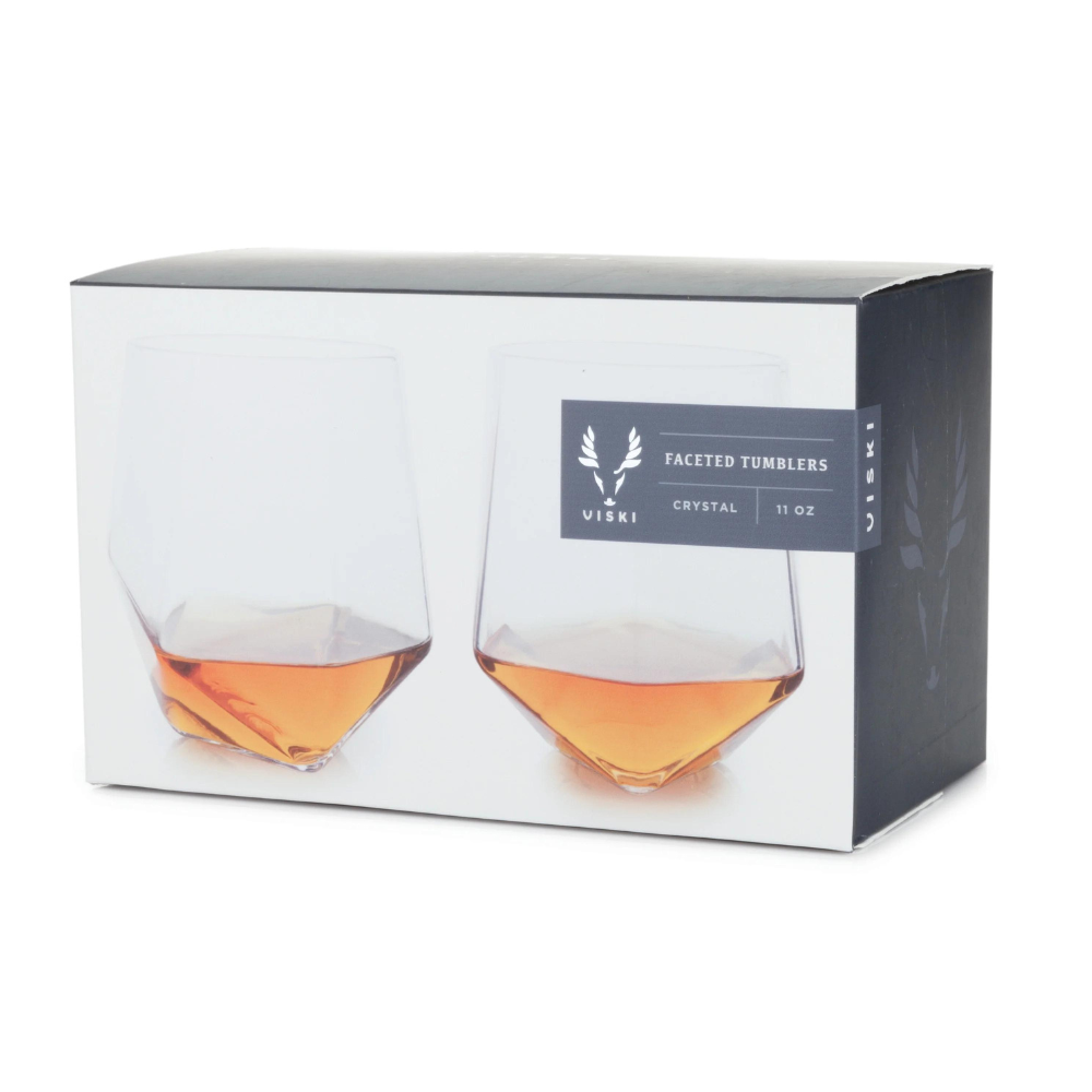 Viski Faceted Crystal Tumblers (set of 2) packaging