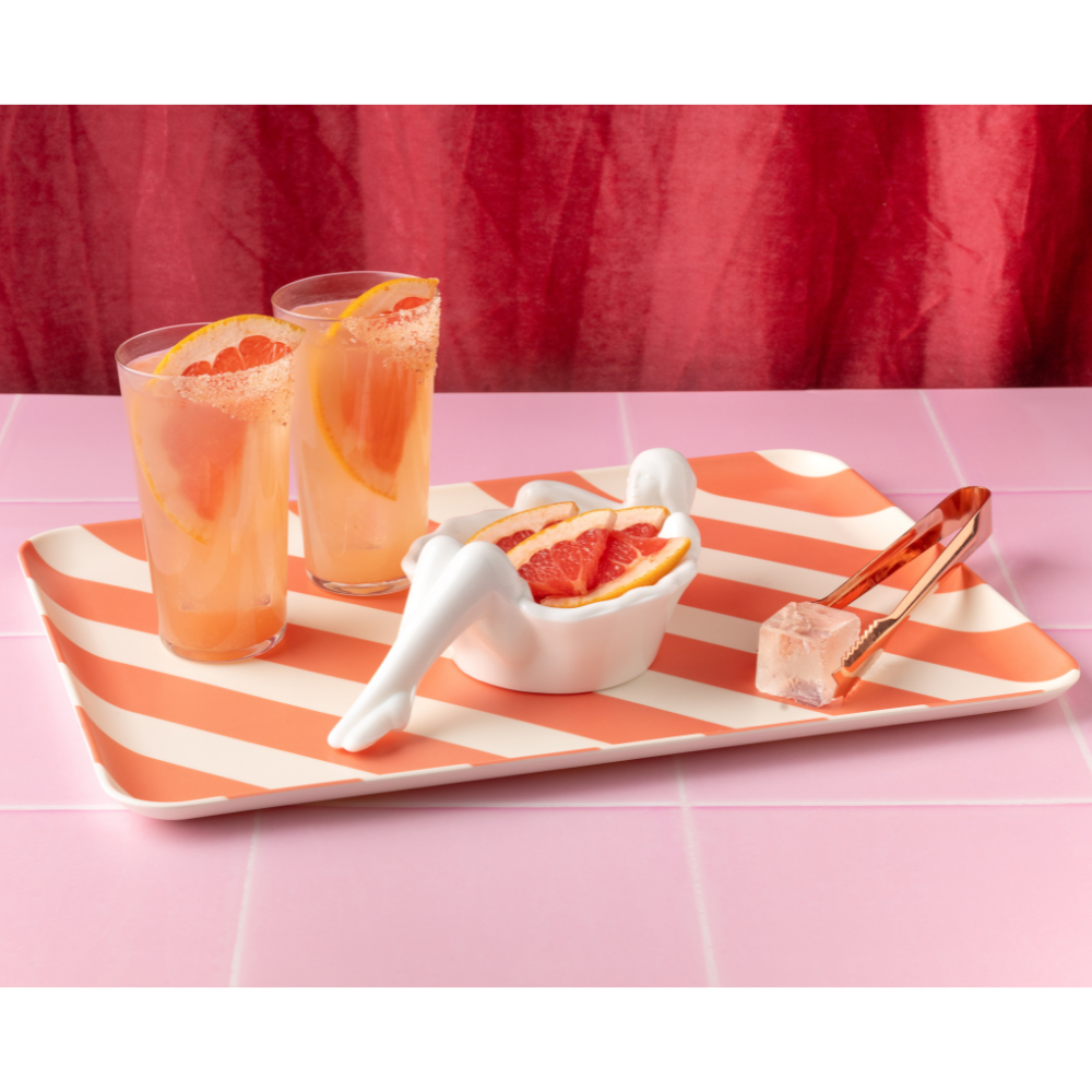 Xenia Taler Large Tray (Coral Stripe)