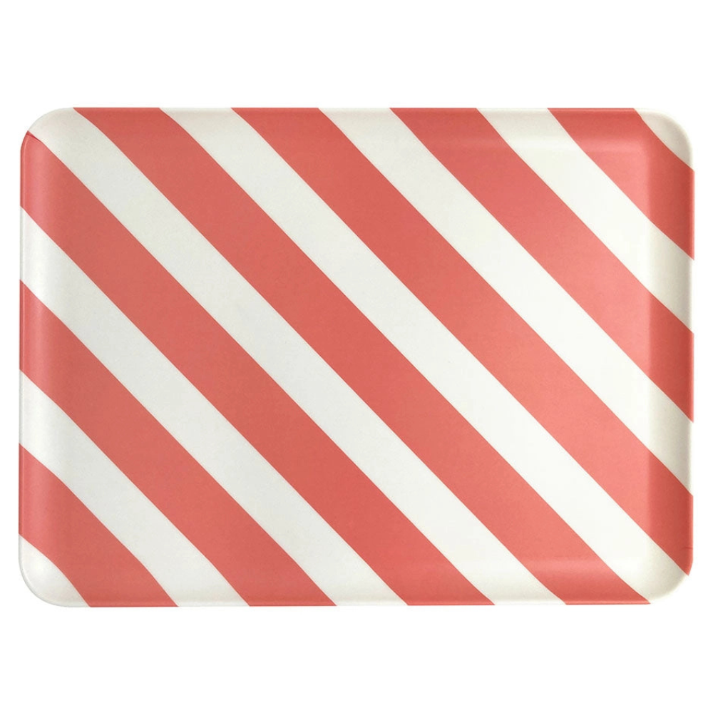 Xenia Taler Large Tray (Coral Stripe)