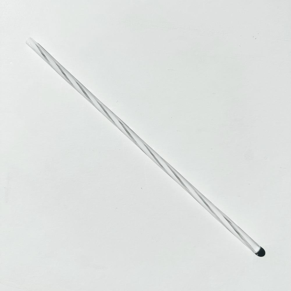 Twisted Glass Straw (Clear & White)