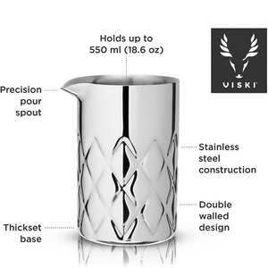 Viski Double Walled Stainless Steel Mixing Glass