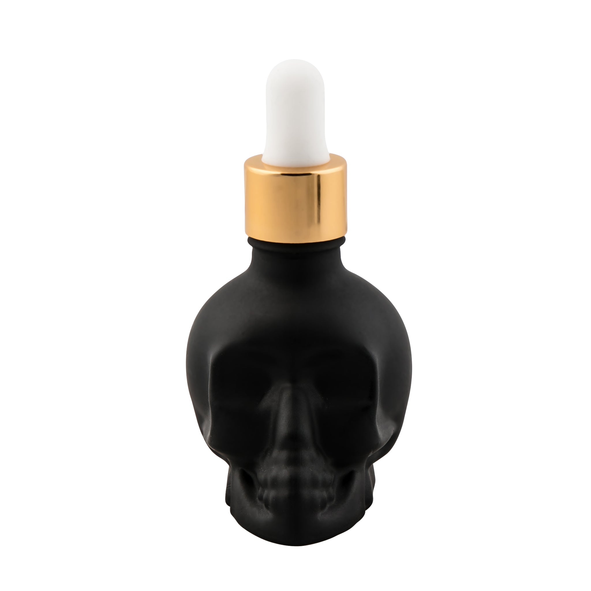 Skull Bitters Bottle in black, white and clear