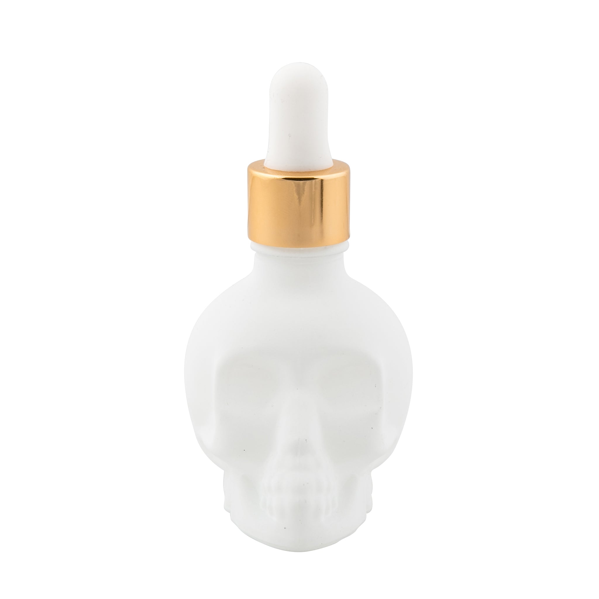 Skull Bitters Bottle in black, white and clear