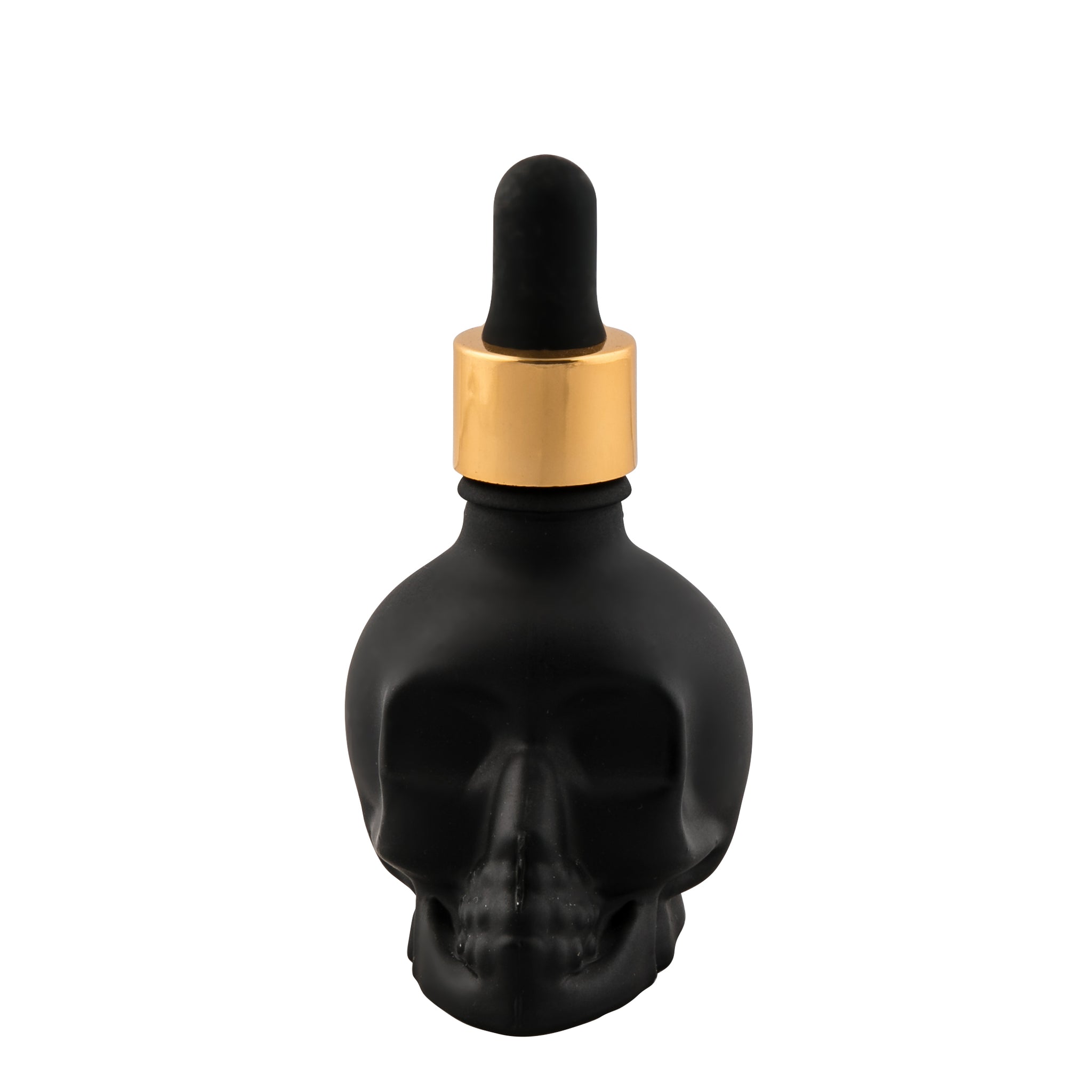 Skull Bitters Bottle in black, white and clear