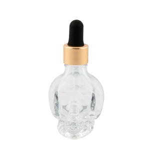 Skull Bitters Bottle in black, white and clear