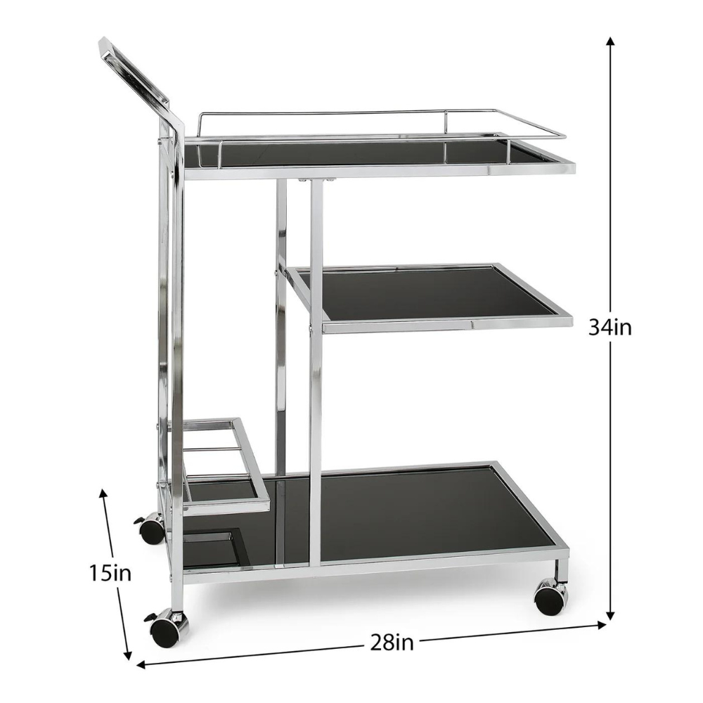 Lenox Chrome 3 Tier Bar Cart