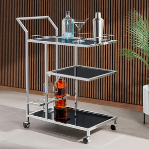 Lenox Chrome 3 Tier Bar Cart