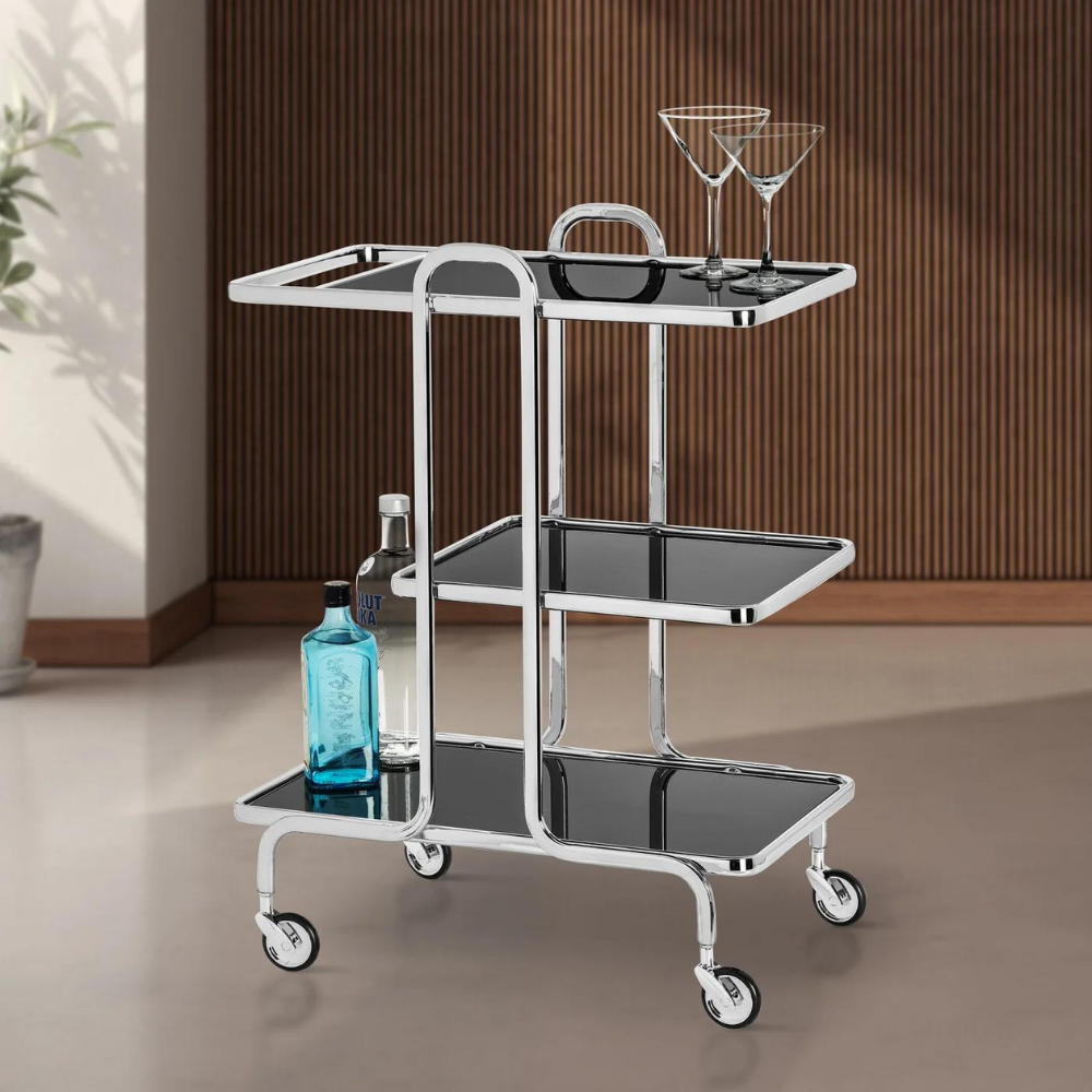 Rio Chrome 3 Tier Bar Cart