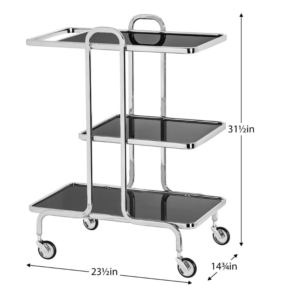 Rio Chrome 3 Tier Bar Cart