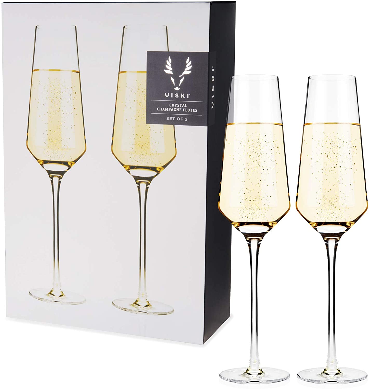 Viski Angled Crystal Flutes (set of 2)