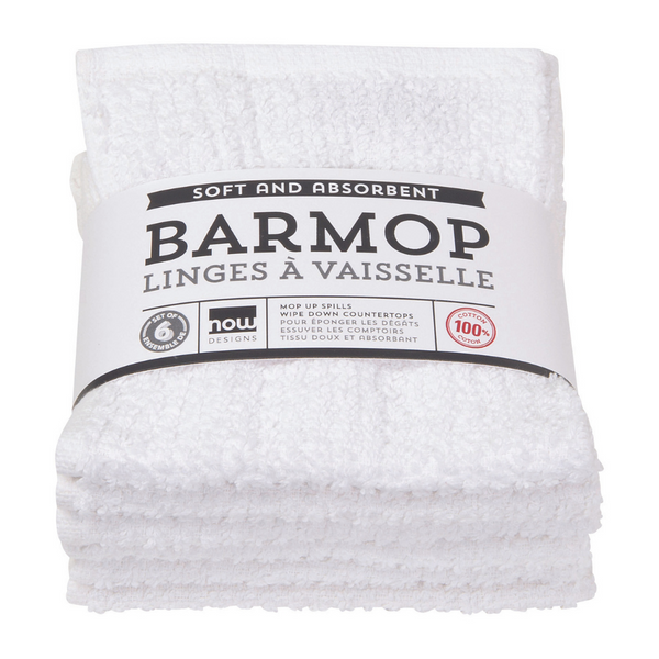 Small White Bar Mop Towels Set of 6 Cocktail Emporium