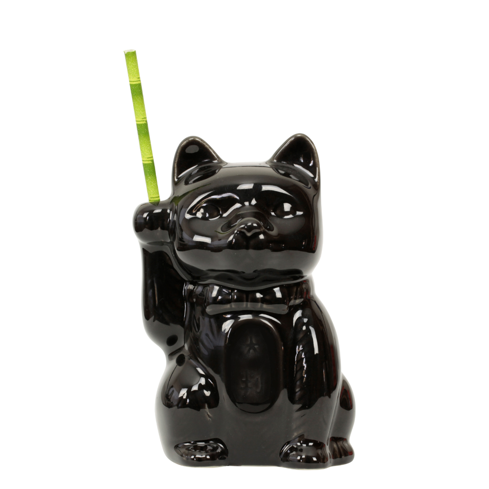 Black Neko Cat Tiki Mug