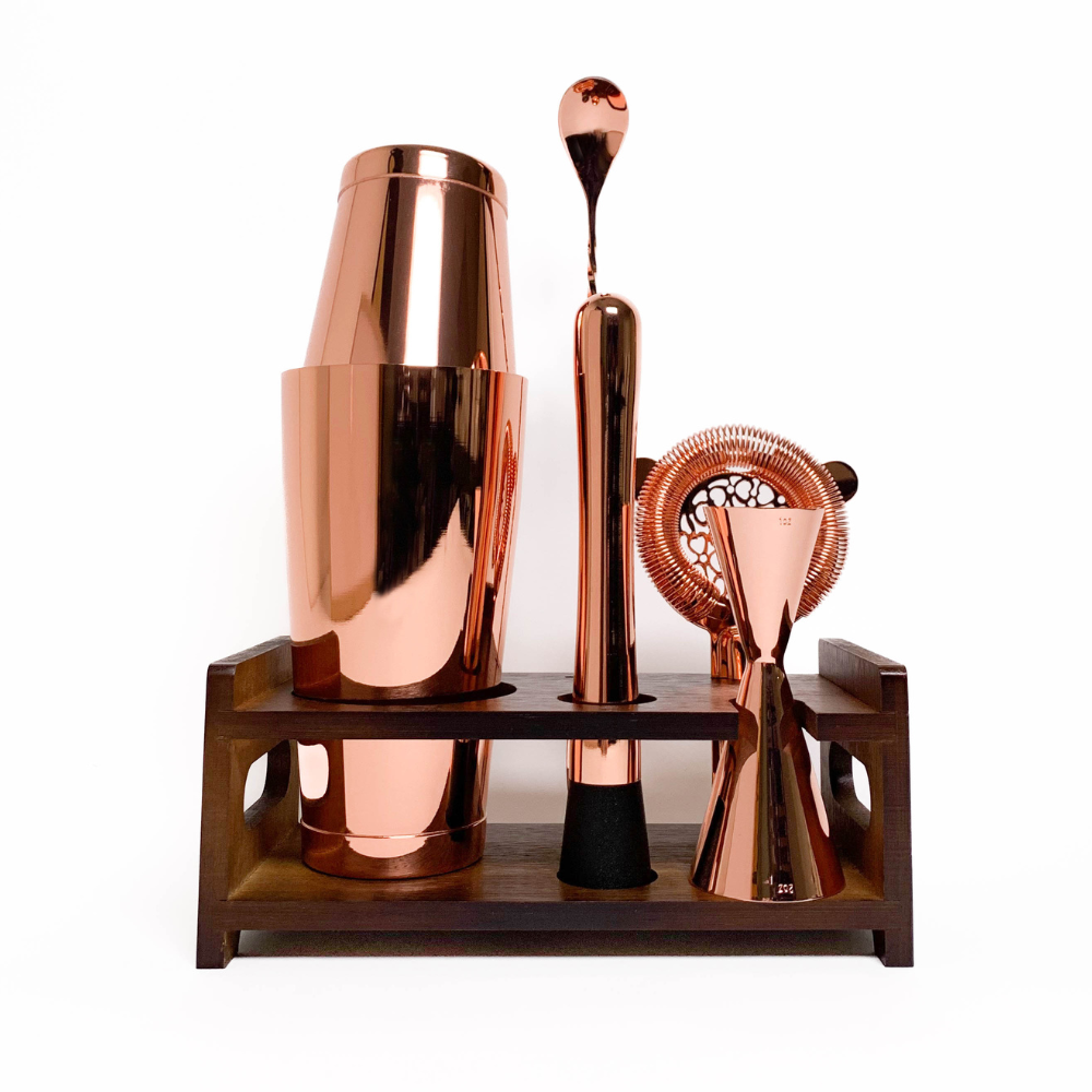 Copper Bar Tool Set with Stand (6 piece) Cocktail Emporium