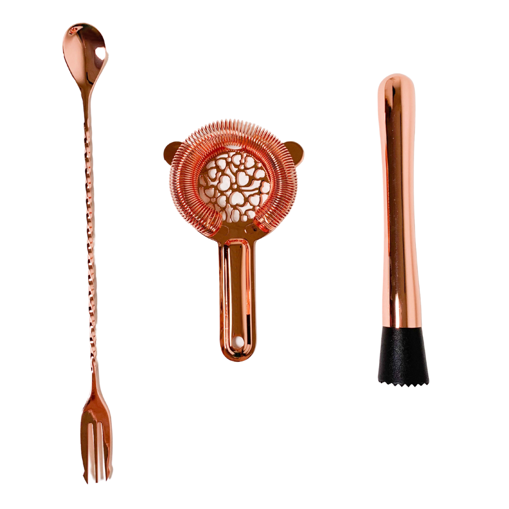 Copper Bar Tool Set with Stand (6 piece) Cocktail Emporium