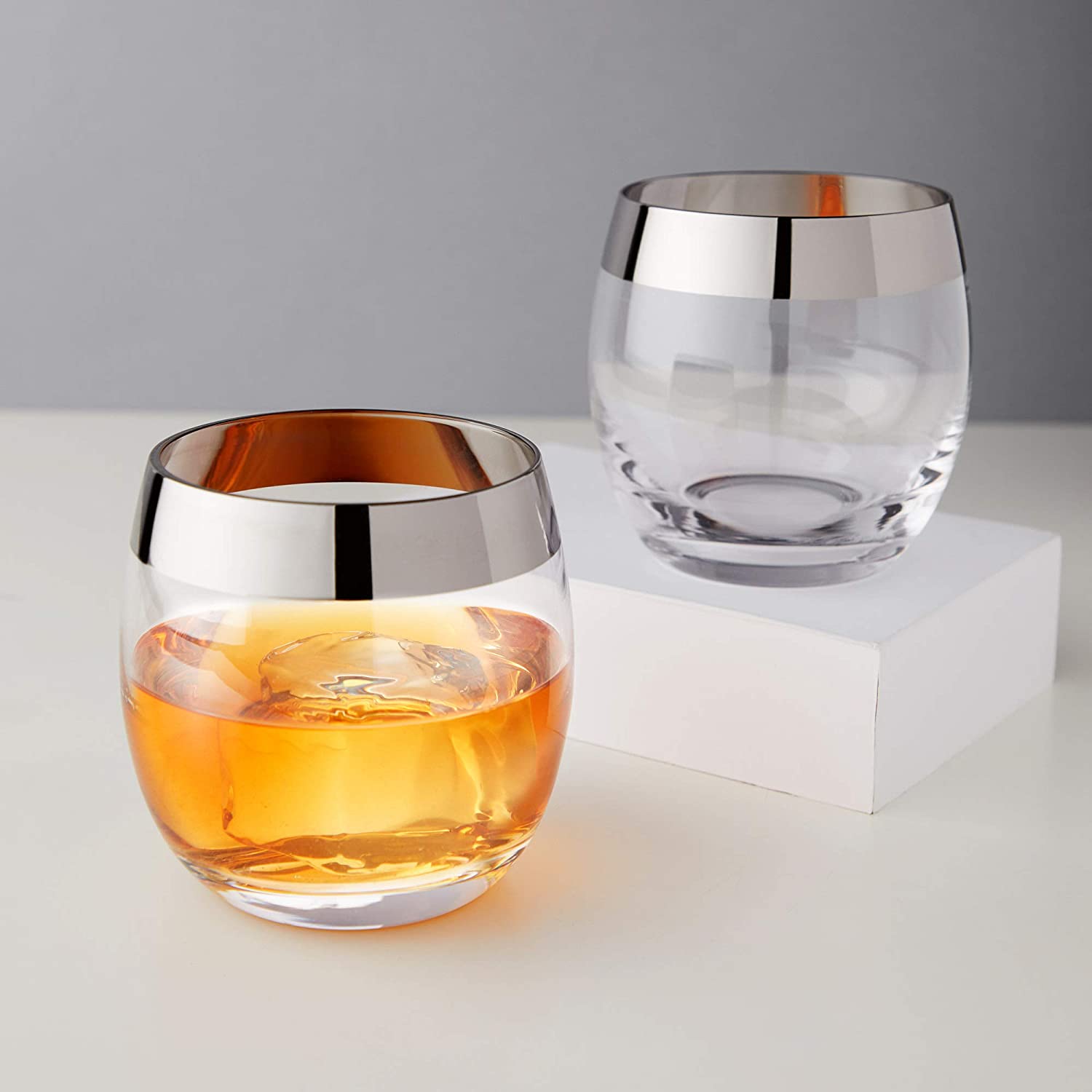 Viski Chrome Rim Tumblers (set of 2)